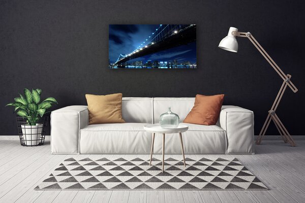 Tablou pe panza canvas Bridge City Arhitectura Negru Albastru
