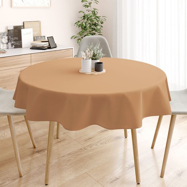 Goldea față de masă 100% bumbac - maro de toamnă - rotundă Ø 150 cm