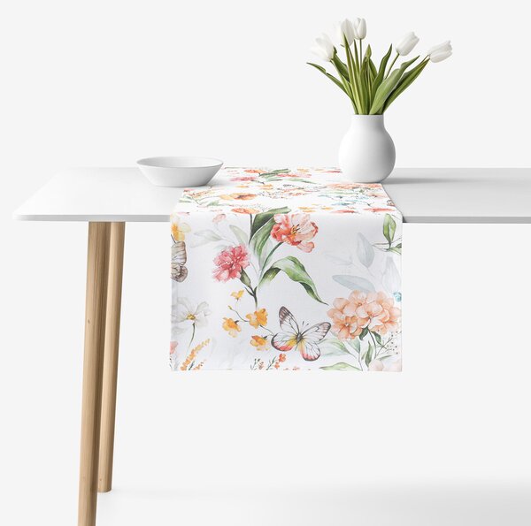 Goldea napron de masă decorativ valencia - pajiște cu fluturi 35x120 cm