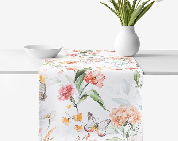 Goldea napron de masă decorativ valencia - pajiște cu fluturi 35x120 cm