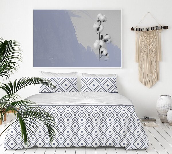 Lenjerie de pat albă în stil scandinav, cu model 3 părți: 1ks 200x220 + 2ks 70 cmx80