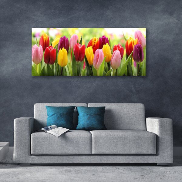 Tablou pe panza canvas Lalele Floral Roz Roșu Galben