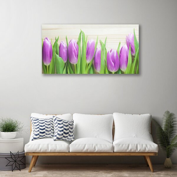 Tablou pe panza canvas Lalele Floral Roz Verde