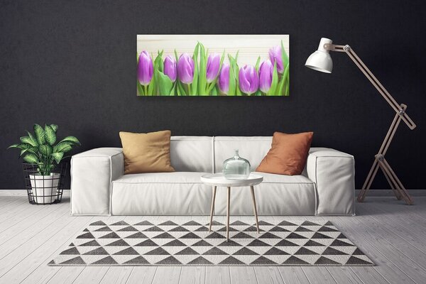 Tablou pe panza canvas Lalele Floral Roz Verde