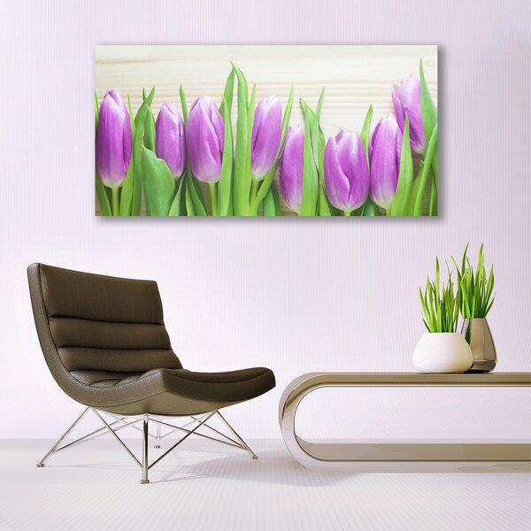 Tablou pe panza canvas Lalele Floral Roz Verde