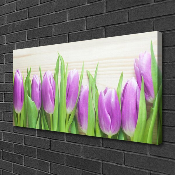 Tablou pe panza canvas Lalele Floral Roz Verde