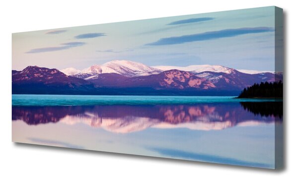 Tablou pe panza canvas Mountain Lake Peisaj Alb Negru Maro Albastru