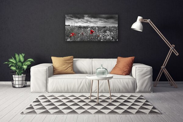 Tablou pe panza canvas Flori Meadow Natura Gri Roșu