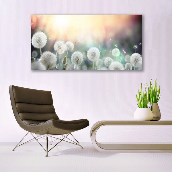 Tablou pe panza canvas Păpădie Floral Alb Gri