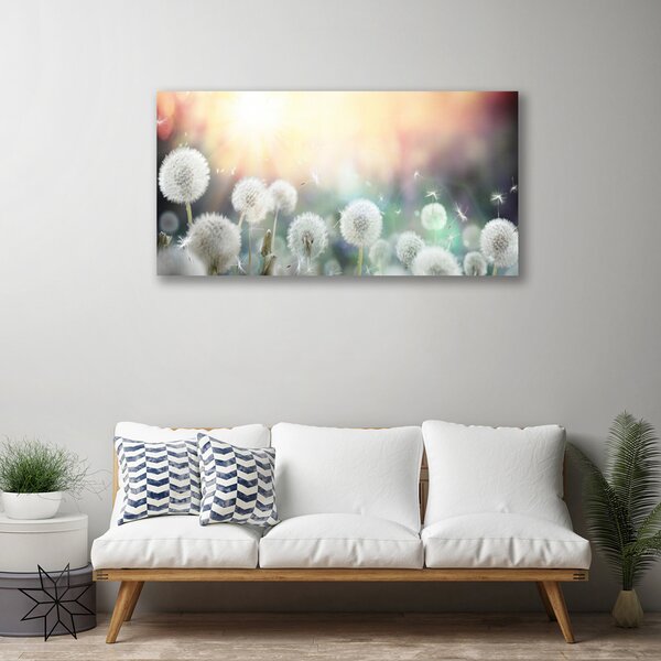 Tablou pe panza canvas Păpădie Floral Alb Gri