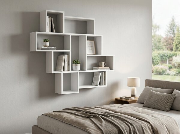 Polita de perete TALUNO, alba