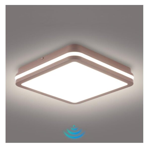 Brilagi-LED Aplica de exterior cu senzor BENE, LED 24W, 230V, 26x26 cm, maro, IP54