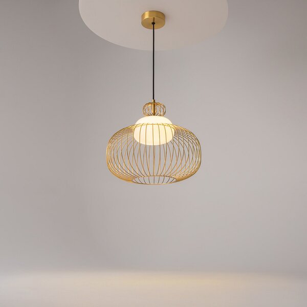 Maytoni lampă suspendată Levitation, Ø 34,5 cm, G9, alamă, reglabil, Auriu / Alamă, Camera de zi / sufragerie, Metal, Design