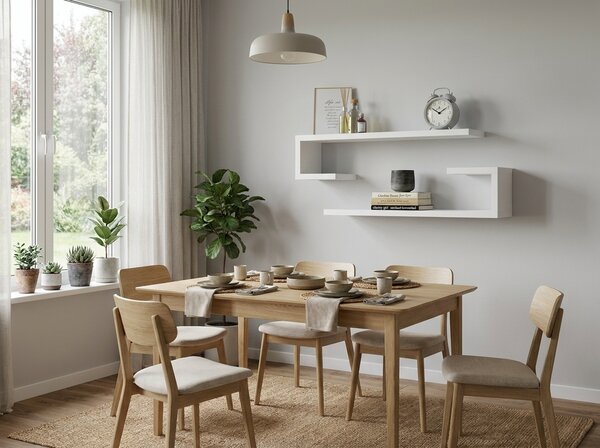 Set 2 bucati polite de perete KELVORO, alba