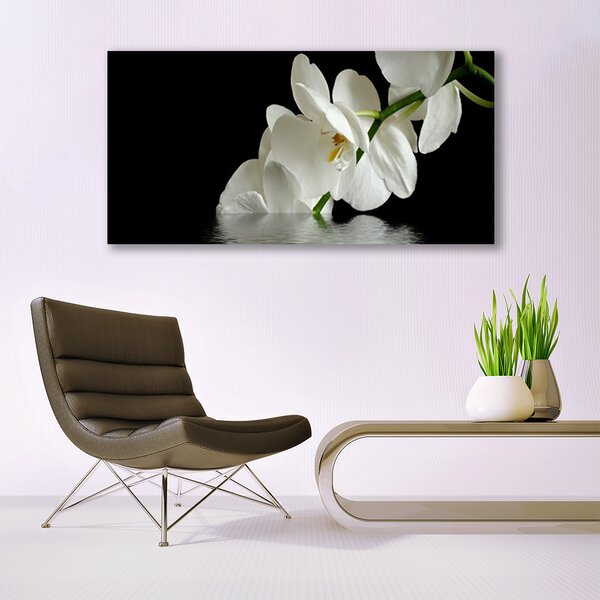 Tablou pe sticla Flori Floral alb