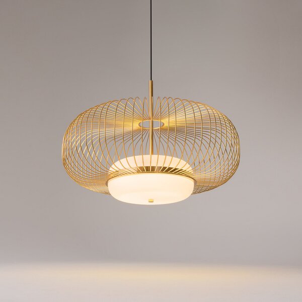 Maytoni Lampă suspendată LED Levitation, Ø 50 cm, culoarea alamei, Auriu / Alamă, Camera de zi / sufragerie, Metal, Design