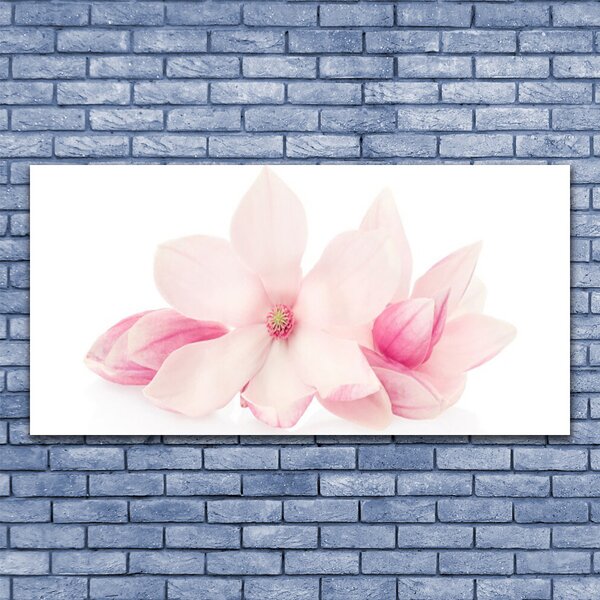 Tablou pe sticla Flori roz Floral
