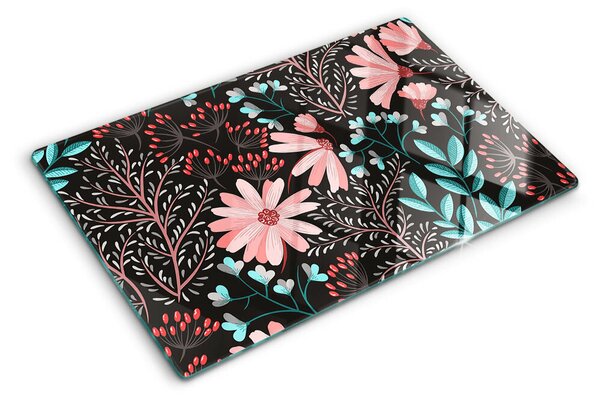 Tocător sticlă Model floral pe un fundal închis