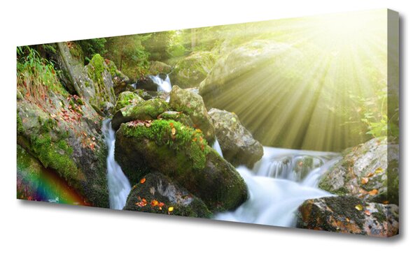 Tablou pe panza canvas Soare Cascada Rainbow Natura Multi