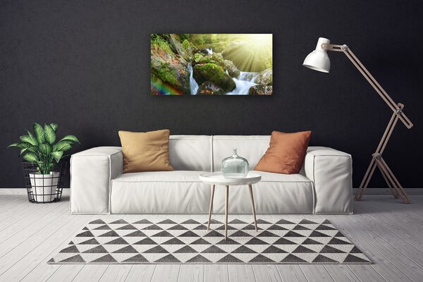 Tablou pe panza canvas Soare Cascada Rainbow Natura Multi