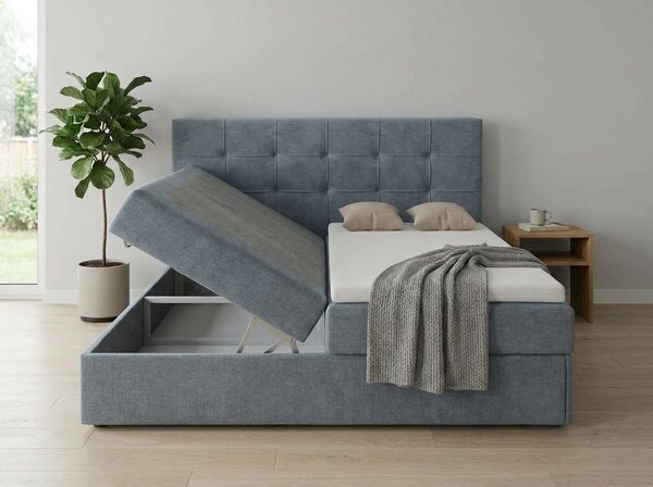 Pat tapițat boxspring DIRELIS TRINITY 140x200 cm gri Saltele: Saltea cu arcuri Bonell