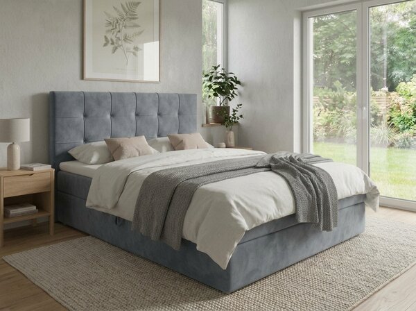 Pat tapițat boxspring DIRELIS TRINITY 140x200 cm gri Saltele: Saltea cu arcuri Bonell