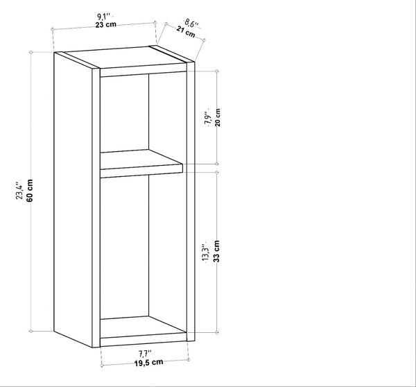 Noptiera LAMARO cu rafturi deschise, stejar