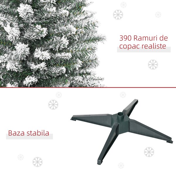 Pom de Craciun 180 cm Pin Artificial cu 390 ramuri, brad de sarbatori, decoratiune de Craciun, Ф55x180cm HOMCOM | Aosom Romania
