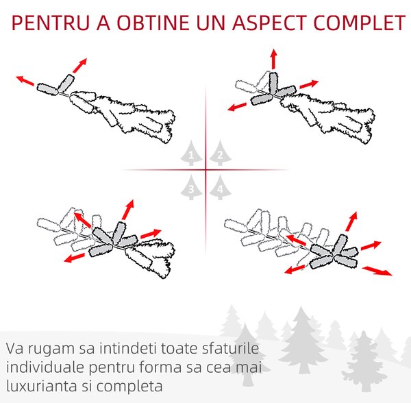 Pom de Craciun 180 cm Pin Artificial cu 390 ramuri, brad de sarbatori, decoratiune de Craciun, Ф55x180cm HOMCOM | Aosom Romania