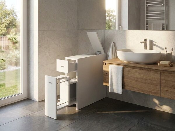 Cabinet de baie ingust ROVELA, alb
