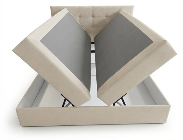 Pat boxspring tapițat DIRELIS VIBE 140x200 cm crem Saltele: Saltea cu arcuri Bonell