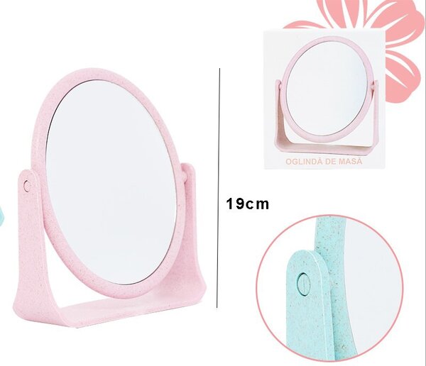 Oglinda cosmetica, forma ovala, picior fiabil, 19 cm, diverse culori
