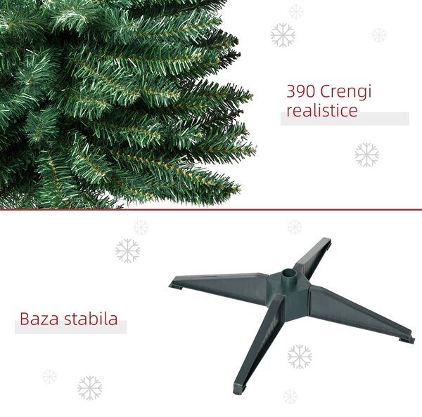 Brad de Craciun Artificial, brad verde, decoratiuni de craciun, brad artificial de sarbatori HOMCOM | Aosom Romania