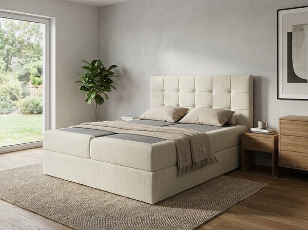 Pat boxspring tapițat DIRELIS VIBE 140x200 cm crem Saltele: Saltea cu arcuri Bonell