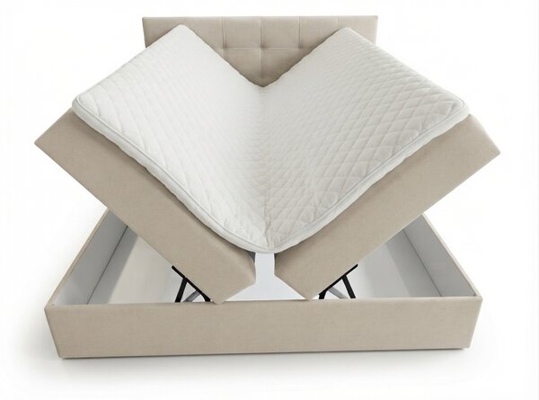 Pat boxspring tapițat DIRELIS VIBE 140x200 cm crem Saltele: Saltea cu arcuri Bonell