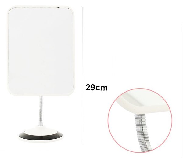 Oglinda cosmetica dreptunghiulara, picior flexibil, inaltime 29 cm