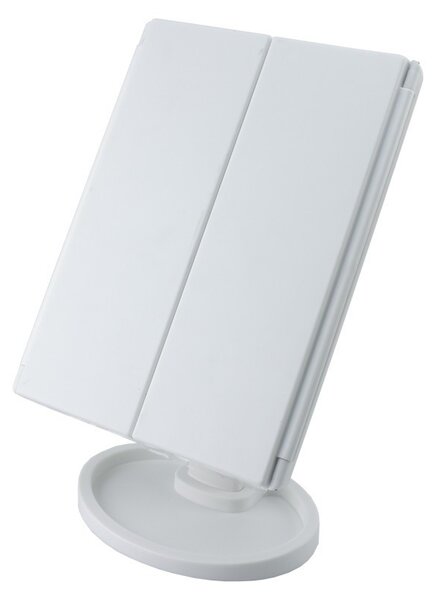 Oglinda cosmetica extensibila, 22 LED-uri, zoom 2X 3X, buton touch, USB, alb, RESIGILAT