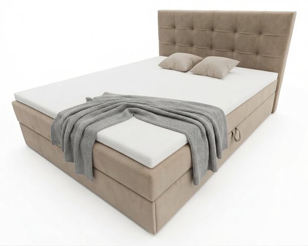 Pat boxspring tapițat DIRELIS TRINITY 140x200 cm bej Saltele: Saltea cu arcuri Bonell