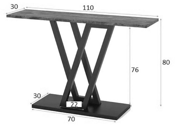 Consola Model Wirmo, Nuc/Negru, 110x30x80 cm
