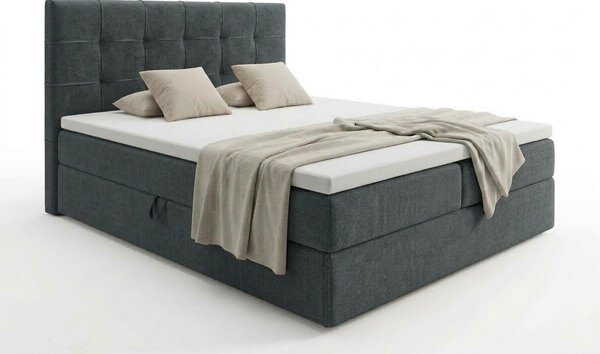 Pat tapițat boxspring DIRELIS VIBE 140x200 cm gri închis Saltele: Saltea cu arcuri Bonell