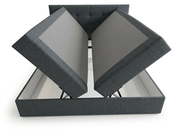 Pat tapițat boxspring DIRELIS VIBE 140x200 cm gri închis Saltele: Saltea cu arcuri Bonell