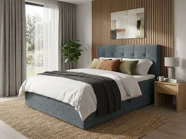 Pat tapițat boxspring DIRELIS VIBE 140x200 cm gri închis Saltele: Saltea cu arcuri Bonell