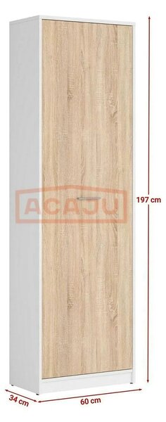 Dulap NEPO PLUS, stejar sonoma/alb, PAL, cu o usa, 60x34x197 cm