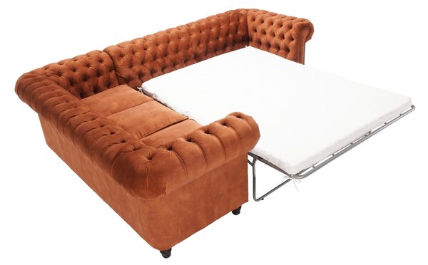 Canapea extensibilă din catifea Chesterfield Fleming 205 cm Truffle T13