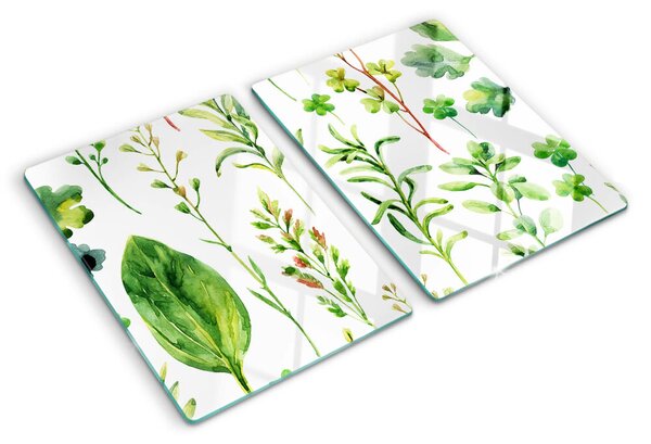 Tocător din sticlă Modele de plante în nuanțe de verde