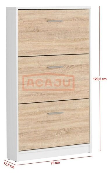 Pantofar NEPO PLUS, stejar sonoma/alb, PAL laminat, 70x18x121 cm