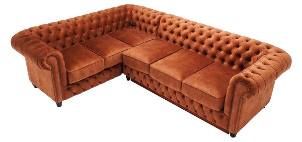 Canapea extensibilă din catifea Chesterfield Fleming 205 cm Truffle T13