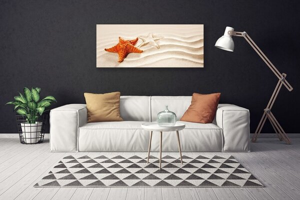 Tablou pe panza canvas Starfish Sand Art Orange Alb Brun