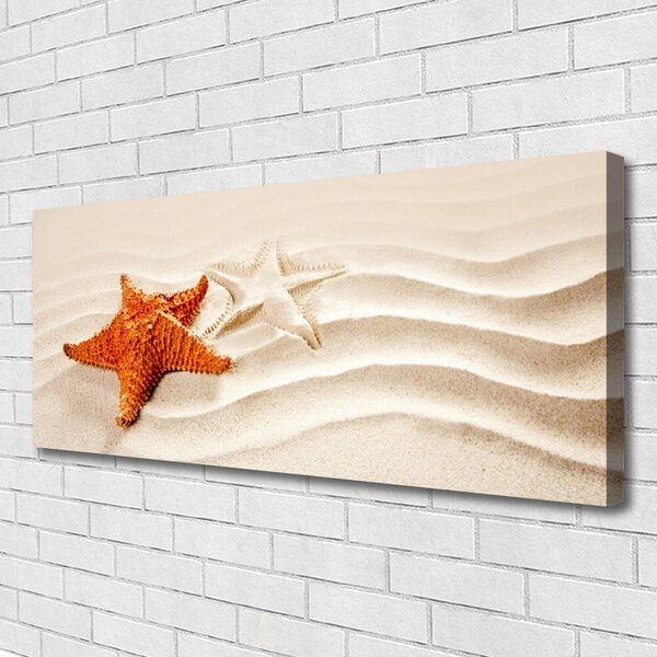Tablou pe panza canvas Starfish Sand Art Orange Alb Brun