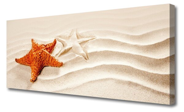 Tablou pe panza canvas Starfish Sand Art Orange Alb Brun